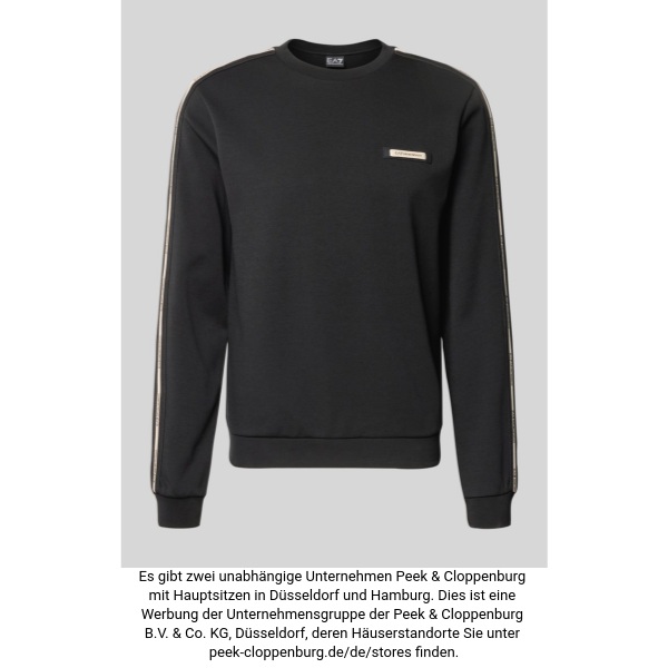 Ea7 Emporio Armani Herren Schwarz Sweatshirt Mit Label-Details Und Rundhalsausschnitt Klein